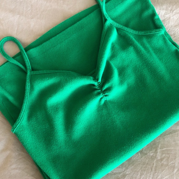 No Boundaries Tops - Women’s Green Cinch Tank Top